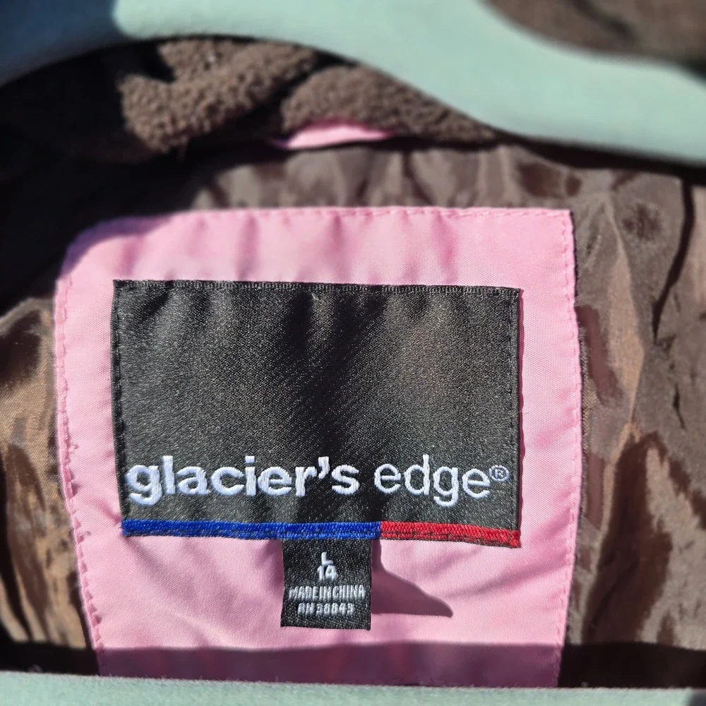 Glacier's Edge Girls Size 14 Pink Brown Hooded Insulated Winter Ski Jacket